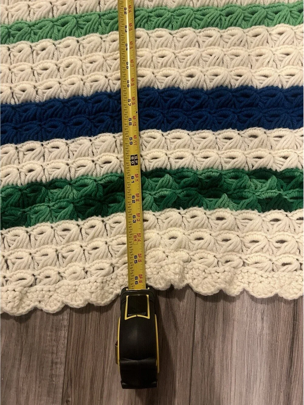 Handmade Crochet Striped Throw Blanket Afghan Colorful 66